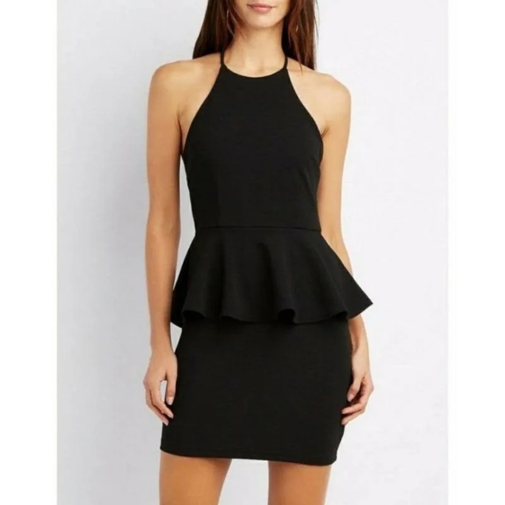 Peplum Halter Dress with Lace back
